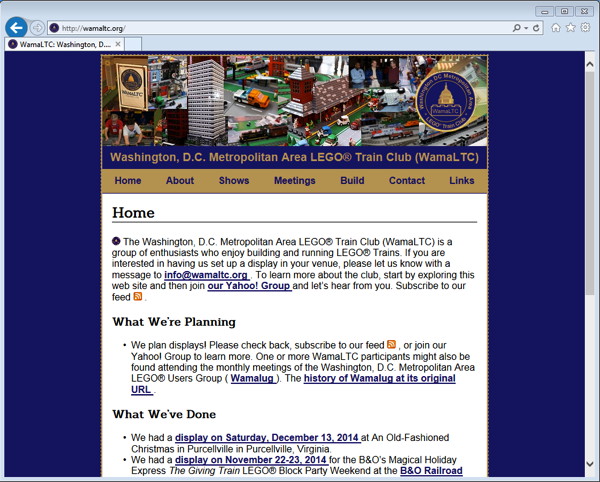 WamaLTC site home page as it appeared in January of 2015 in Microsoft Internet Explorer 11.0.9600.17501 on Windows 7 Ultimate.